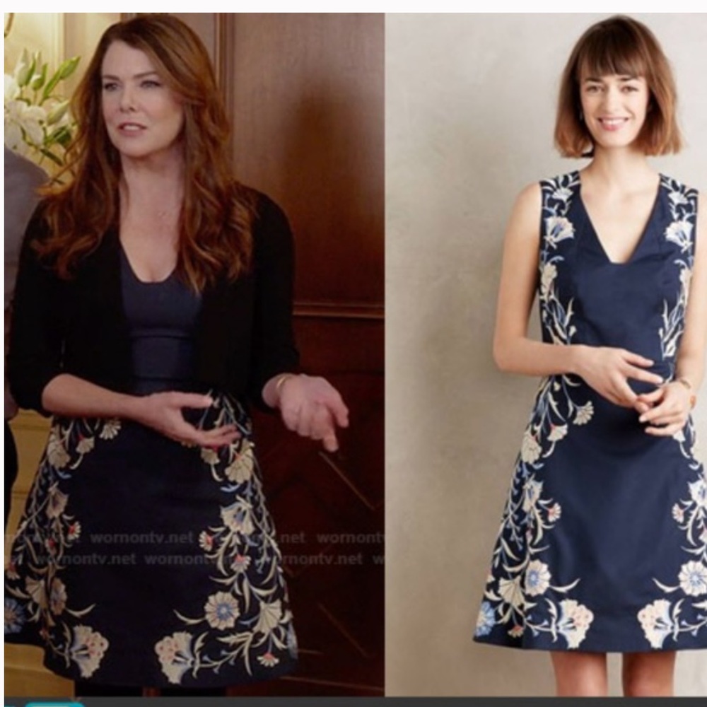 Anthropologie Gilmore Girls Moulinette Soeurs Bellflower Floral Embroidery Dress - Picture 1 of 16